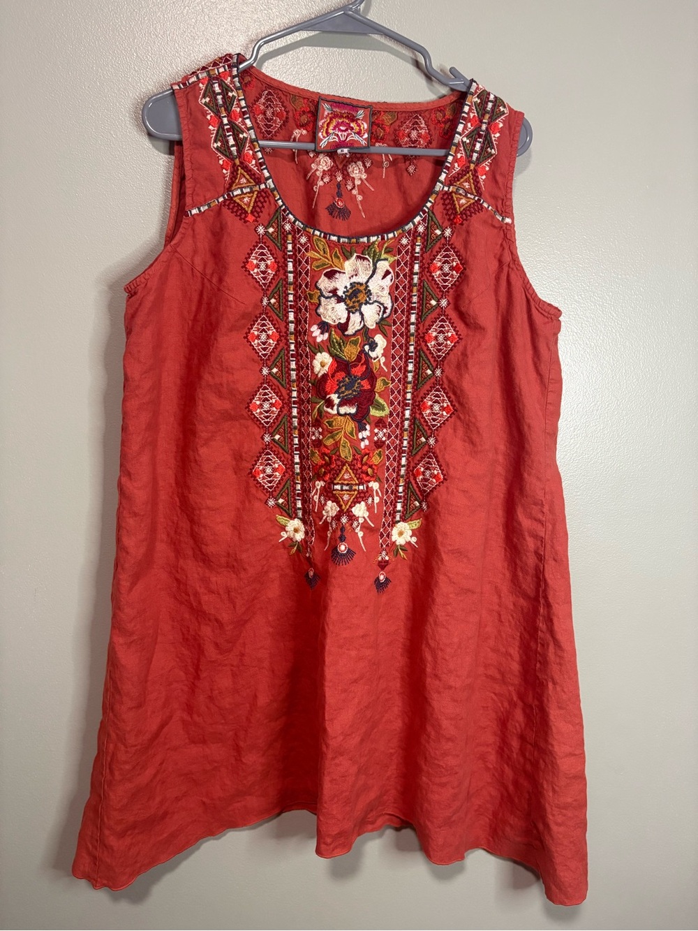 Johnny Was Los Angeles Embroidered Linen Blend Shift Dress – XL
